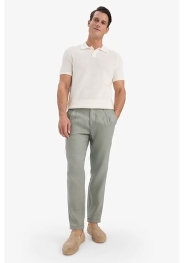 Defacto %100 Keten Normal Kesim Crop Duble Paça Yazlık Kumaş Pantolon C1826ax25smkh433 Haki