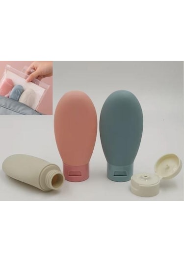 Doldurulabilir Krem Şampuan Kutusu Seyahat Şişesi Çanta 3 Lü