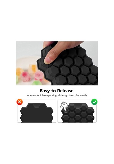 Metabagua Ice-cube Tray For Freezer With Lid, Silicone Trays Spill-resistant Removable Cover, Black 9nklgx Siyah