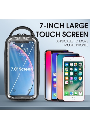 West Biking 7'' Bisiklet Cep Telefonu Gidon Çantası Siyah Gri Gri - Siyah