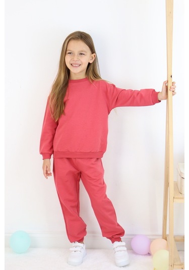 Kız Çocuk İki İplik Basic Eşofman Takımı Kırmızı