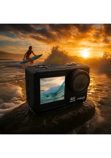 Mioji Action 12x 4k 60fps 20mp Çift Ekran Wifi 170 Aksiyon Kamerası Siyah