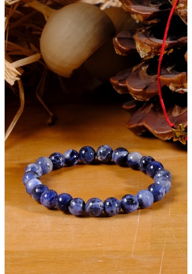 Ssilhoutte Doğaltaş Sertifikalı Doğal Taşlı Sodalit Bileklik, Erkek Kadın Ve Unisex Tasarım Bileklik 8mm Sodalit Mavi