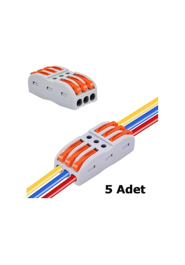 Hızlı Kablo Ekleme Aparatı - Üçlü Kablo Birleştirici - 5 Adet