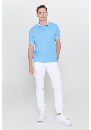 Ac&Co / Altınyıldız Classics Polo Yaka Cepli Regular Fit Bol Kesim Düz Tişört - 465117502 Mavi Ac&Co / Altınyıldız Classics Polo Yaka Cepli Regular Fit Bol Kesim Düz Tişört - 465117502 Mavi