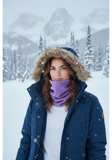 Kadın Polar Boyunluk Bere Lila Lila