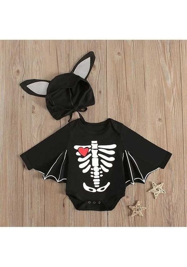 Yingfu Bebek Kız Erkek Cadılar Bayramı Kostüm Yarasa Romper Bere İle 2 Adet Kıyafetler 0-24 Ay İçin Çok Renkli Giysiler Çok Renkli