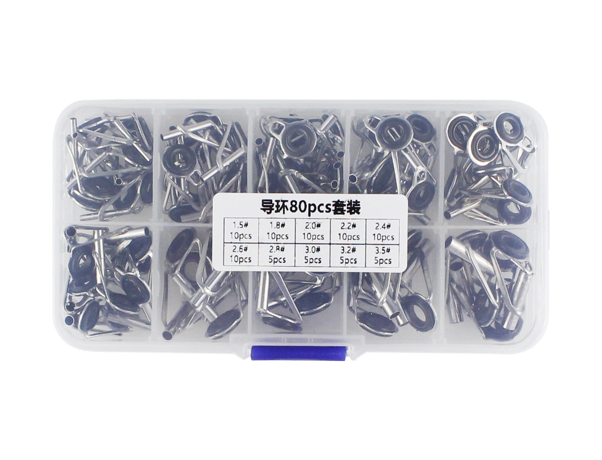 Xiyyadms 80 Adet Çelik Seramik Olta Kılavuz Ucu Seti - Mors, Jigging, Kayık Olta Tamiri Parçaları Kutusu