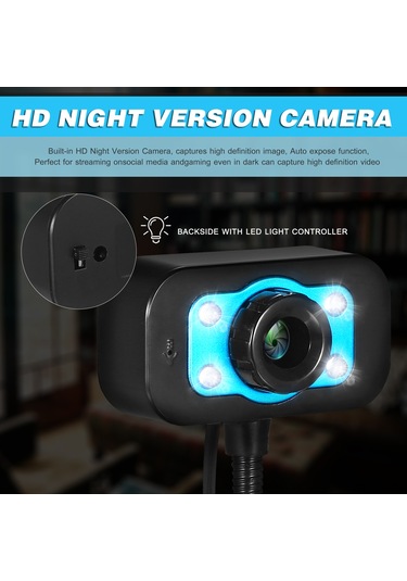 Skycity Usb Plug & Play 80mp Cmos Webcam İle Siyah, Gürültü Azaltıcı Mikrofon, Gece Görüşü, 360 Döner, Hd Video Konferans, Ders İçin Bilgisayar Kamerası