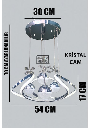 Fuzon Drone 4 Toplu 3 Renk Kumandalı Led Avize Büyük Salon Led Avize Kr Krom
