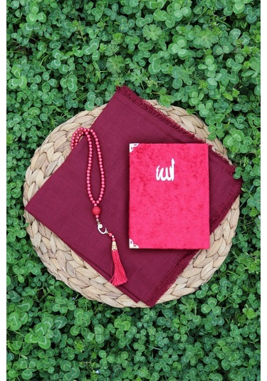 20 Adet Eşarplı Yasin Hediyelik Mevlid Seti Y201 Kırmızı