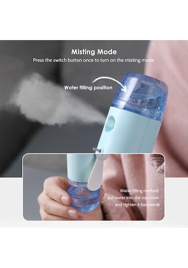 Fan Mister Küçük Taşınabilir Mini Fan Nemlendirici Usb Şarj Edilebilir Fan Sisleme Fanı Dış Mekan İç Mekan İçin