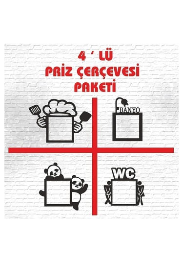 4'lü Priz Çerçevesi Seti- 4'lü Priz Çerçeve Seti
