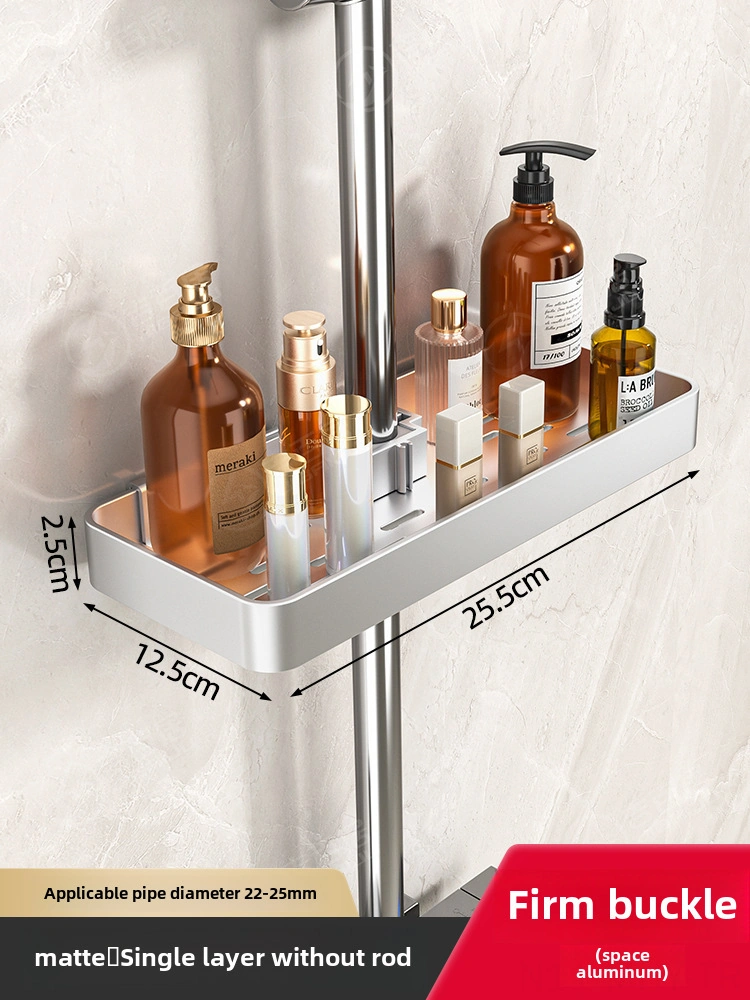 Monyee Banyo Duş Rafı: Alüminyum Mat Tek Kat, Delme Yok, Kanca Montajlı, Duş Çubuğu Tutucu, Sağlam Ve Pratik Depolama Diğer