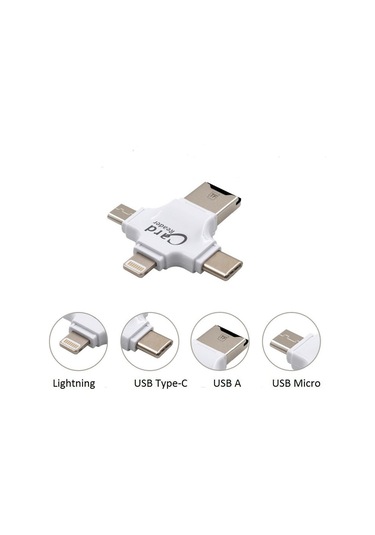 Mobitell Apple Uyumlu iPhone Micro Usb Type-C Tf Kart Okuyucu Reader