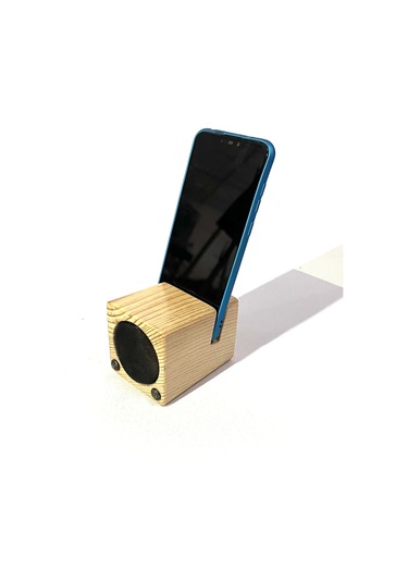 AHŞAP TELEFON TUTUCU  HOPARLÖR (VERNİKLİ)