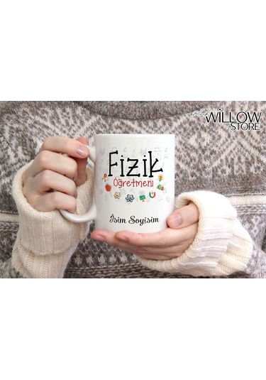 Fizik Öğretmeni Temalı Kişiye Özel Seramik Kupa Bardak Beyaz