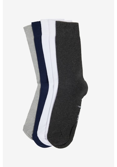Erkek Grı-lacı-beyaz Pamuklu 5'li Paket Soket Çorap Grı-lacı-beyaz