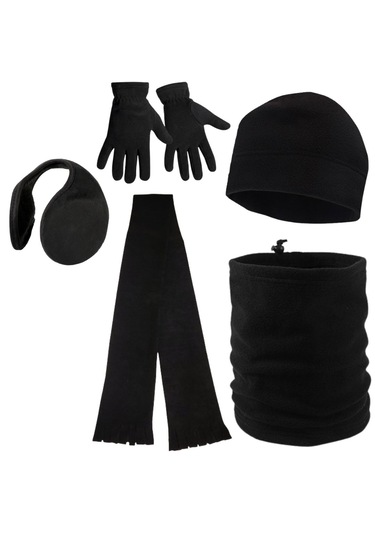 Kışlık Polar Eldiven Bere Boyunluk Kulaklık Atkı 5'li Set