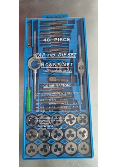 40 Parça Kılavuz Pafta Seti Metrik Set A+Pro