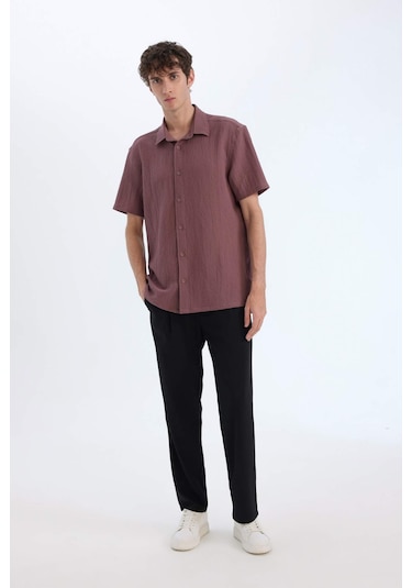 DeFacto Regular Fit Polo Yaka Krinkıl Yazlık Kısa Kollu Gömlek E1223AX25SMBN375 DeFacto Regular Fit Polo Yaka Krinkıl Yazlık Kısa Kollu Gömlek E1223AX25SMBN375