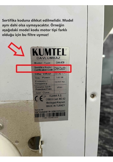 Kumtel Da 6 835 Uyumlu Davlumbaz Karbon Filtresi Da6-kdac33t