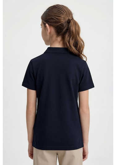 Tommy Life Lacivert Polo Yaka Standart Fit Basic Unisex T-shirt - 11330