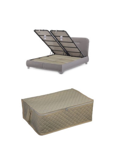 Adarya Home Çekyat Baza Tipi  Hurç-Baza Alti Kazak-Yastik-Pike Saklama Hurcu 22 x 40 x 60 Krem