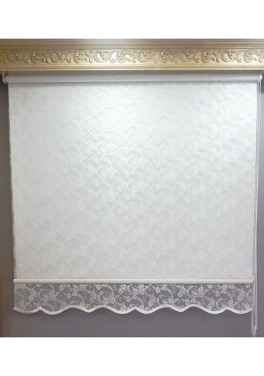 Brillant 1.Kalite Küçük Gül Desen Çift Mekanizmalı Tül Stor Pe...