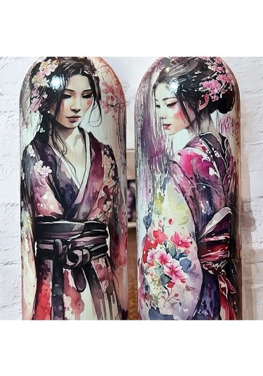 El Yapımı Japon Kadın Desenli Renkli 750 Ml Zeytinyağı Sıvıyağ Şi