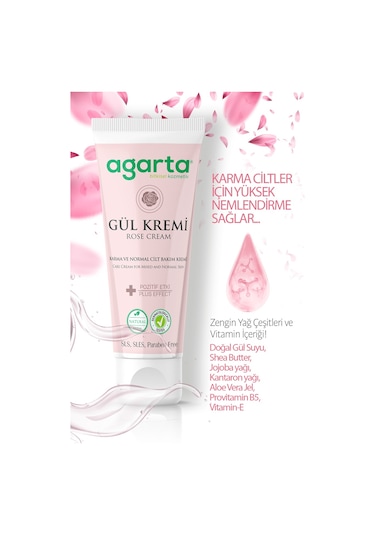 Agarta Doğal Cilt Nemlendirici Gül Kremi 75  ML