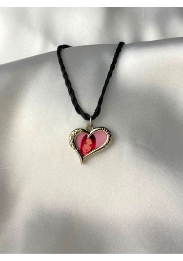 Sevgi Çerçevesi - Gümüş Kaplama Siyah İpli Çerçeveli Kolye Çok REnkli