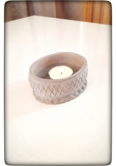 Dekoratif Beton Mumluk Antrasit Tealight Şamdan Mum Dahil Değil Antrasit