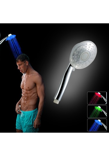 Xindoker Led Isı Algılayıcı Duş Başlığı - Su Akışı İle Çalışır, Yeşil/mavi/kırmızı Renk Değişimi, Rgb Işıklı El Tutan Duş Diğer