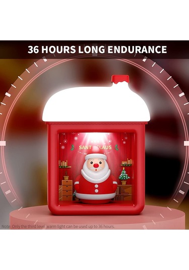 Teltree Usb Şarjlı Çocuk Odası Gece Lambası: 3d Noel Baba Figürlü, 3 Parlaklık Modlu, Manyetik Açma Kapama, Dekoratif Işık Evi Kırmızı