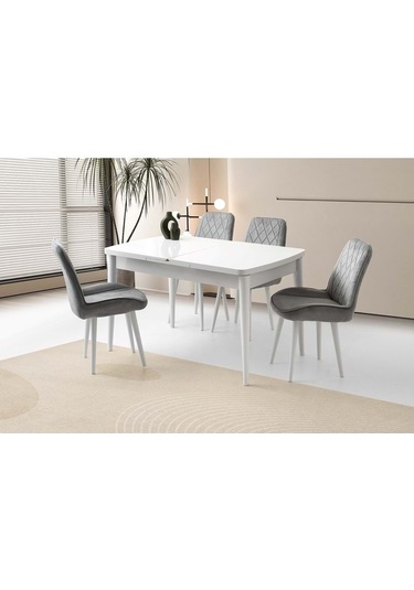 Mobilgen Beyaz 130+35 Milano Kelebek Açılabilir Masa Beyaz