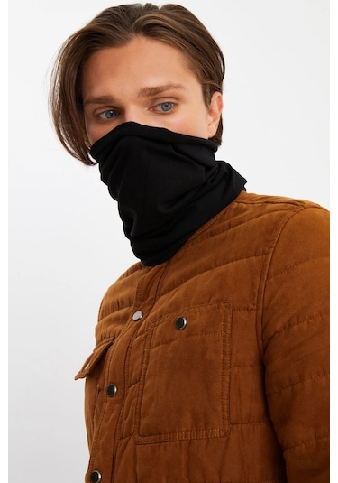 Erkek 4 Fonksiyonlu Koruyucu Pamuklu, Esnek, Terletmez, Bandana, Boyunluk, Maske - Tek Ebat / Siyah Siyah