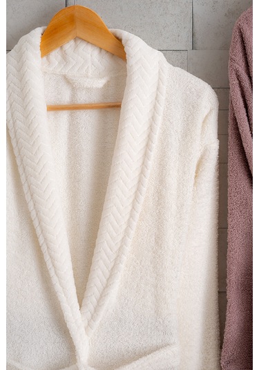 Oznhome Krem-pudra Çift Kişilik 6 Parça Bornoz Seti Krem - Pudra