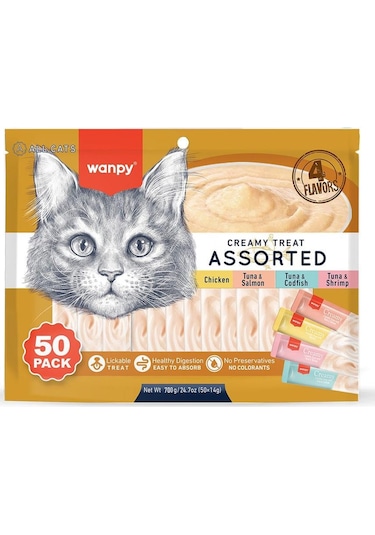 Wanpy Karışık 4 Lezzetli Krema Kedi Ödülü 50x14gr