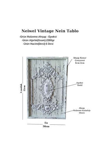 Neiwel Vintage Nein Eskitme Beyaz Tablo