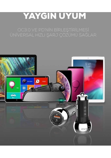 Usb Ve Micro Araba Araç İçi Led Işıklı Çakmaklık Pd Micro Ve Usb Yüksek Hızlı Şarj Adaptörü Başlığı