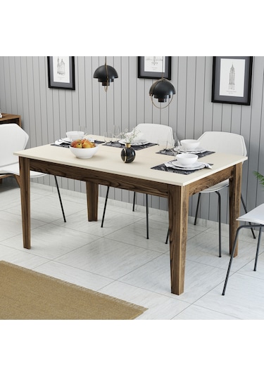 Milan Yemek Masası - Ceviz / Krem