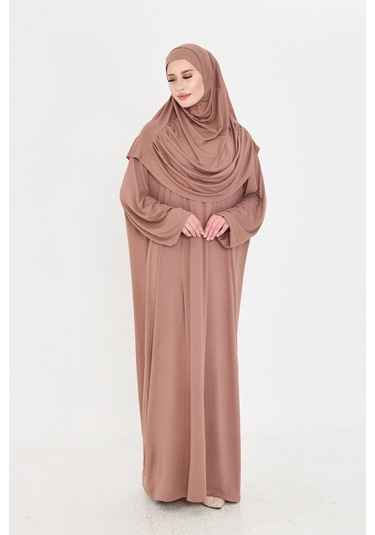 2 Parça Namaz Elbisesi Viskon Düz 2504 10 Vizon