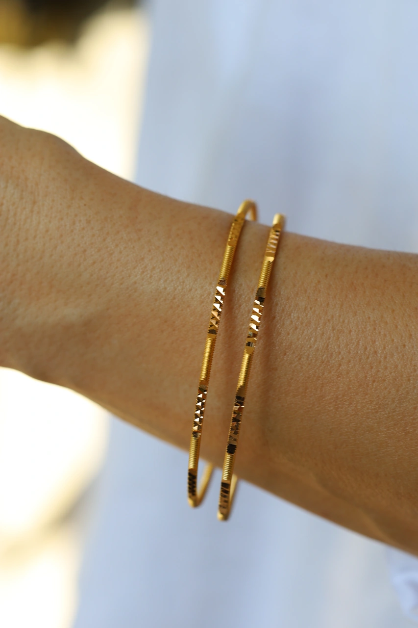 10 Gram 22 Ayar Altın Yatırımlık Kalemli İkili Ajda Bilezik İşçiliksiz Toplam 20 Gram Blzk220002