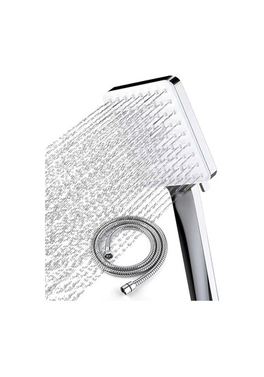 Ximistore9 El Tipi 6 Fonksiyonlu Şekilli Artırılmış Duş Şprayı Seti: Şpray + Flex Kablosu + Tutucu Beyaz