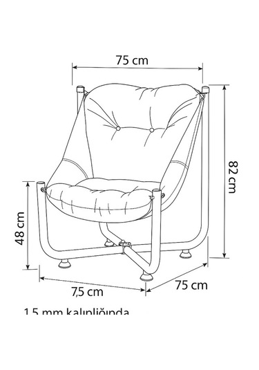 Armegeda Ekru Renk Metal Minderli Sandalye Katlanabilir Dayanıklı Rahat Bahçe Balkon Kamp Kafe Bej