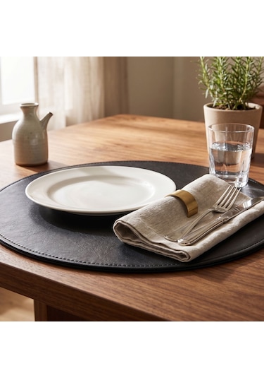 2 Adet Çift Taraflı Çift Renk Kenar Dikişli Suni Deri Amerikan Servis 33x33 CM