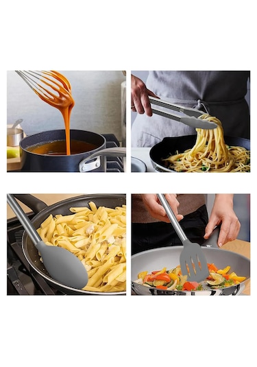 Marbella 35 Parça Paslanmaz Çelik Silikon Uçlu Spatula Gri