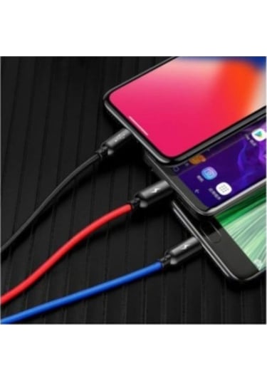 3 In 1 Type C Micro Usb 3'Lü Hızlı Şarj Kablosu 3 Amper