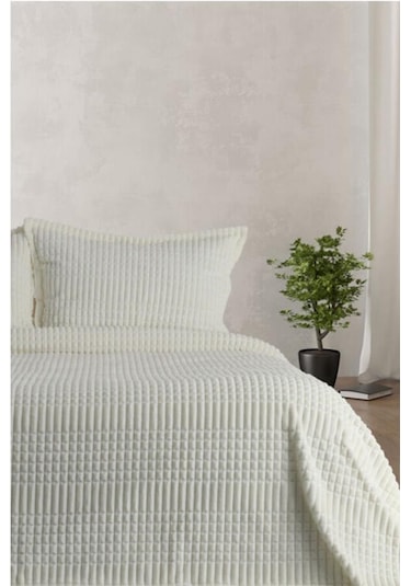 Merinos Modern Line Tek Kişilik Battaniye Seti Krem Krem